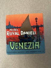Art Deco Royal Daniele Hotel Venezia Venice Luggage Label Italy 1930s Beltrame