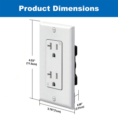 BESTTEN 20 Pack 20 Amp Decor Wall Receptacle Outlet, 20A 20A, White - 第 6/7 張圖片