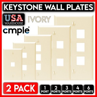 Keystone Wall Plate Face Plate Network Jack Insert RJ45 CAT5e CAT6 Ivory 2 Pack