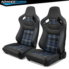 Universal X2 Racing Seat Dual Slider Blue Stitch Big Style Microfiber Leather