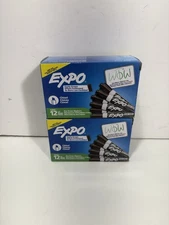 Expo Low Odor Chisel Tip Dry Erase Markers Black 12 Pack 80001 Lot Of 2 Total 24