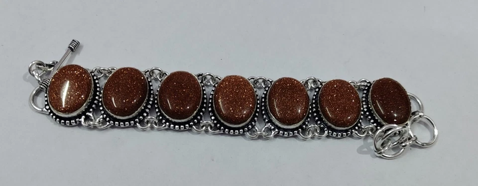 Envío Gratis Enorme Pulsera Piedra Solar Natural Hecha a Mano Foto 2 de 3