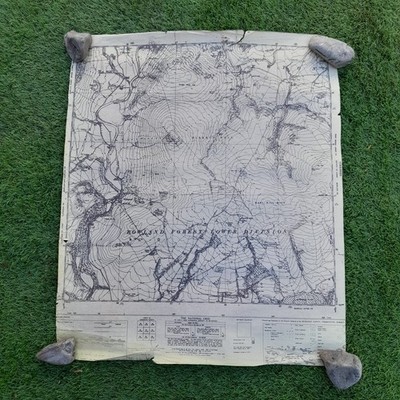 Vintage Bowland Forest Konturkarte 60 cm x 51 cm National Grid 