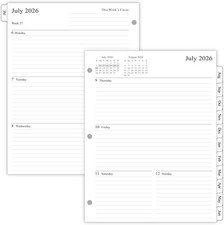 2026-2027 Weekly Planner Refills 3-Ring Binder Monthly Tabs 8.5 x 11 Folio Size