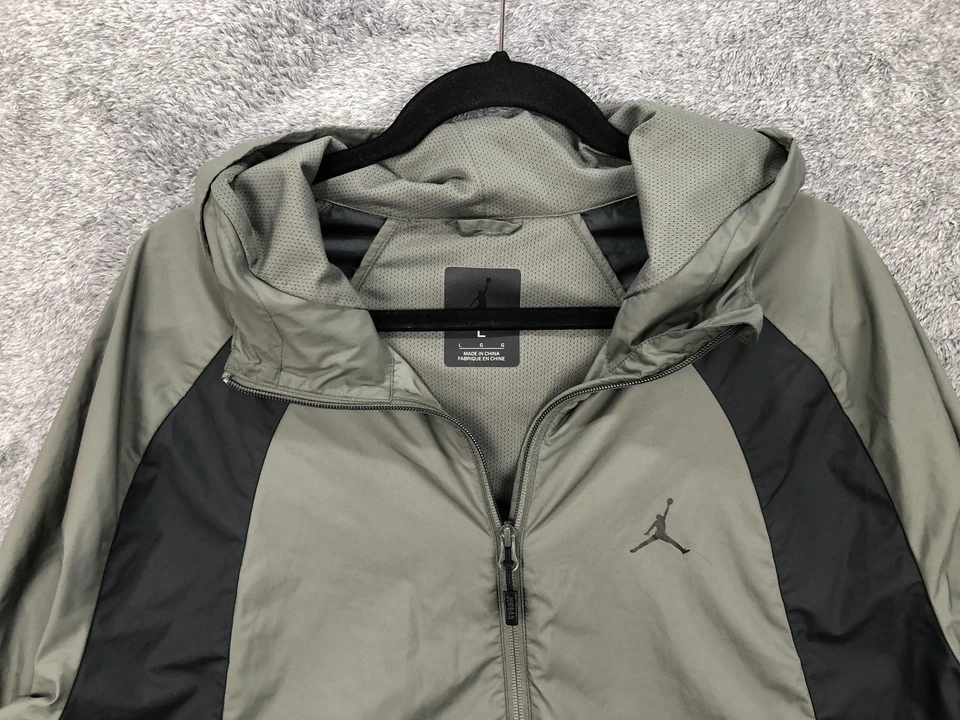 Chaqueta cortavientos Nike Jordan para hombre grande gris negra con capucha cremallera completa Jumpman Foto 4 de 4