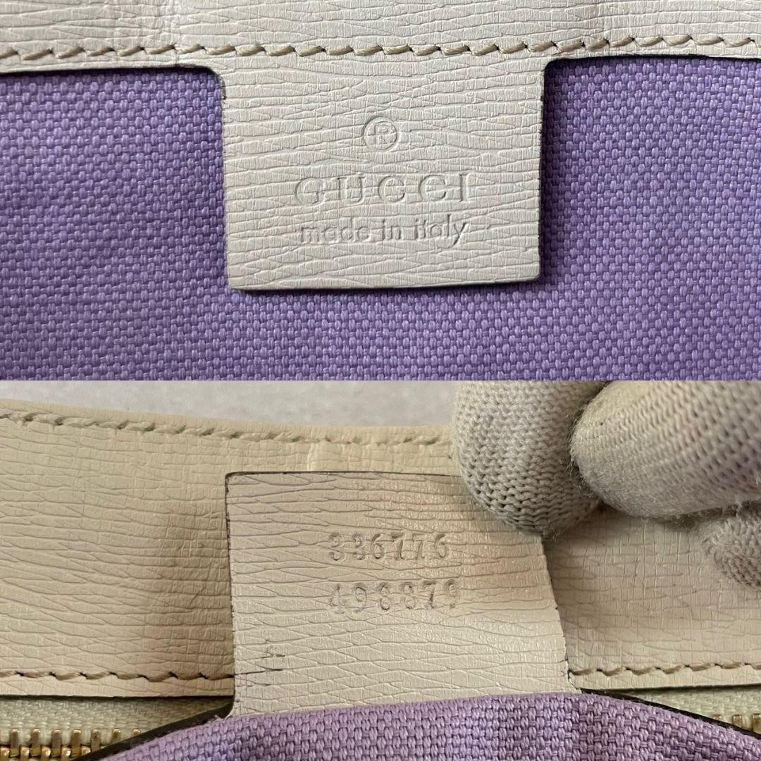 GUCCI Floral Botanical White Leather Tote Bag with Shoulder Strap Excellent thumbnail 8