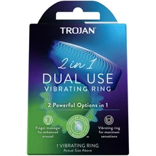Trojan Vibrations 2-in-1 Vibrating Ring Plus Finger Massager (1) Free Shipping