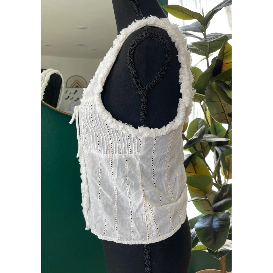 Top Zara Corbata Frontal Ojales Para Mujer S Blanco Romántico Cottagecore Fairycore Boho Foto 2 de 4