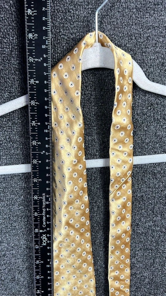 Jones New York 100% 真丝领带男式金色和蓝色圆点几何图案全新带标签 — 第 4/4 张图片