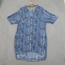 Urban Outfitters Shirt Dress Womens Large Blue Geometric Button Front Viscose