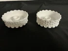 A Pair of Vintage Fenton Hobnail Milk Glass Low Candle Holders.