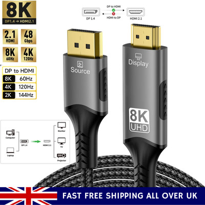 8K DP zu HDMI 2.1 Kabel Audio Video Konverter Unidirektional Adapter 8K@60Hz 4K
