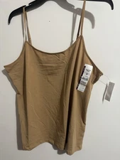 Time & Tru Womens Adj Strap Cami NWT SZ XXL (20) Carmel Twist Brown  Solid