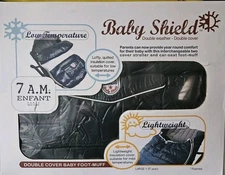 7 A.M. Enfant Baby Shield LS100 Stroller Car Seat Footmuff Large Black Winter