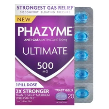 Ultimate, Anti-Gas Simethicone, 500 mg, 20 Fast Gels