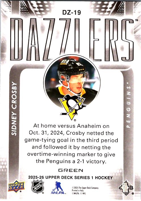 2025-26 Upper Deck #DZ-19 Sidney Crosby Dazzlers Green | eBay