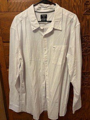 NEW Hurley LS NWT 2XL Classic White Button Up Shirt