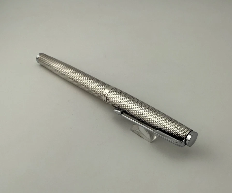 Caneta-tinteiro rara vintage Parker 35 vintage prata esterlina 925 ouro 18K nova na caixa - Imagem 2 de 4