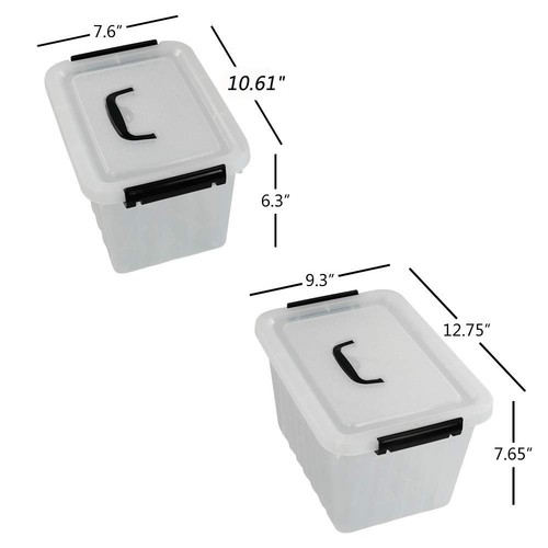 12 Quart&6 Quart Plastic Latching Box With Handles, Clear Storage Bins with Lid - Picture 2 of 6