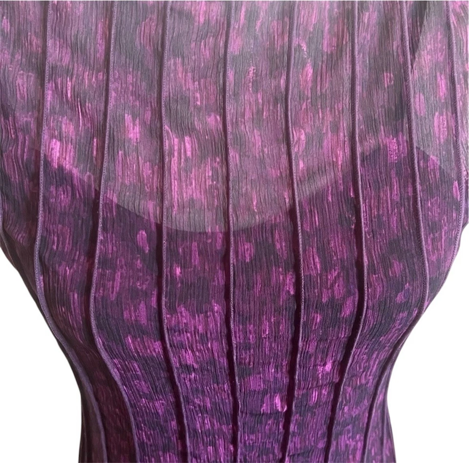 Vestido para mujer Petite púrpura negro con superposición de encaje transparente de Sandra Daren talla 4P Foto 3 de 4