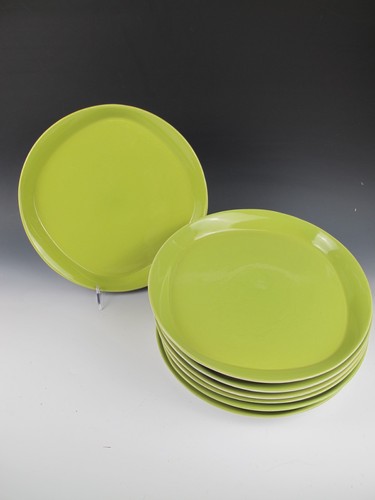 (7) Rachael Ray Round and Square Green Apple Dinner Plates 11"
