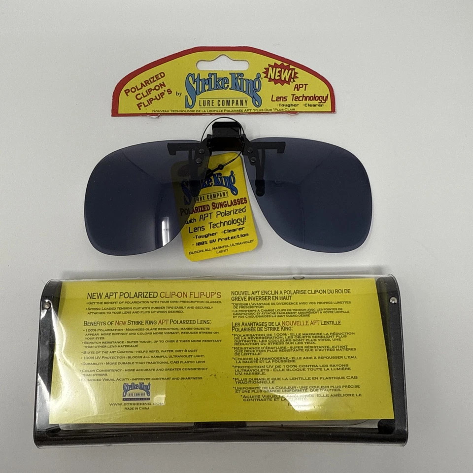 Estojo de óculos de sol vintage Strike King com clipe cinza macio lente polarizada pesca - Imagem 3 de 3