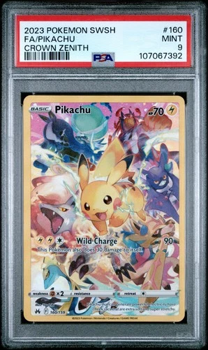 2023 POKEMON SWORD & SHIELD CROWN ZENITH #160 FULL ART/PIKACHU PSA 9
