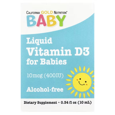 California Gold Nutrition, Baby Vitamin D3 Drops, 10 mcg (400 IU), 0.34 fl oz