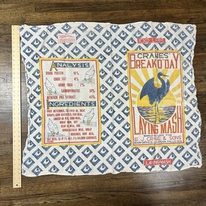 Vintage CRANES' BREAK O' DAY LAYING MASH Cloth Bag Farm Feed Sack Chippewa Falls