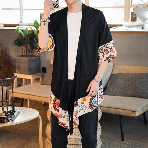 Sommer Kimono Strickjacke Herren Männer Samurai Kostüm Kleidung Kimono Jacke - Bild 19 von 38