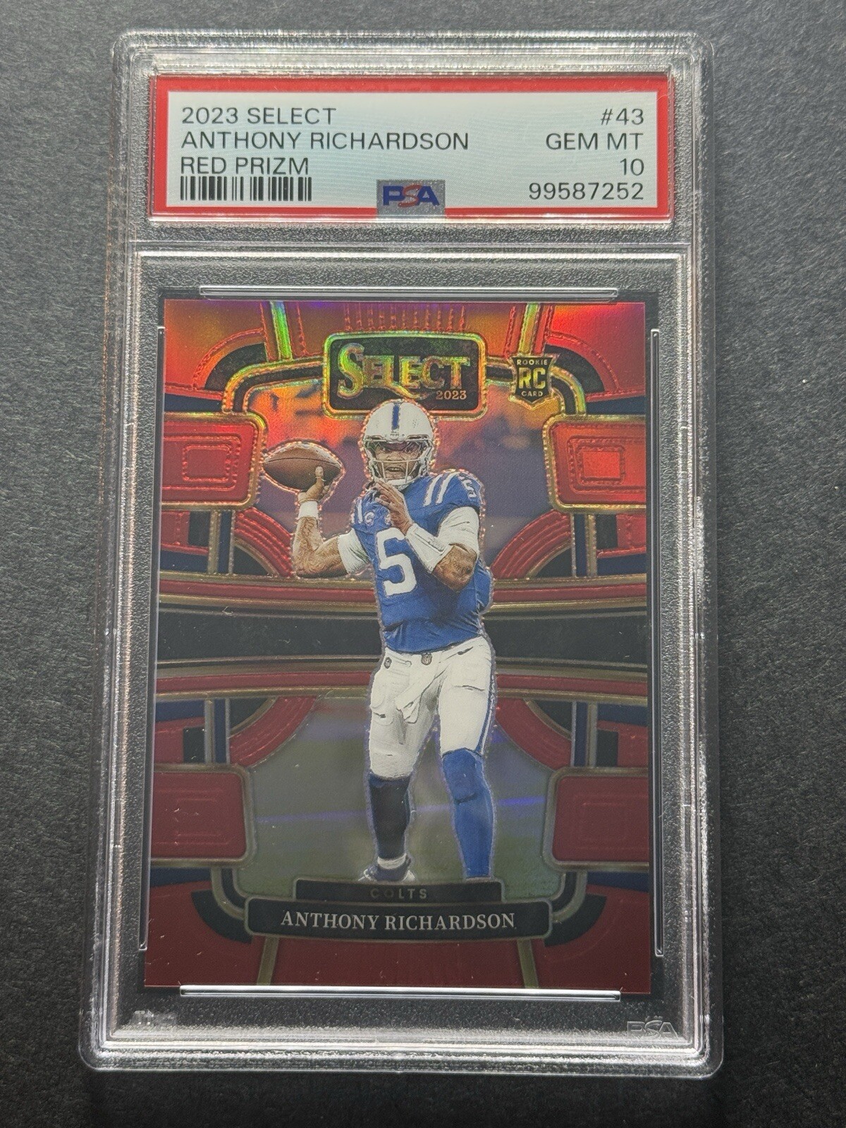 Anthony Richardson - 2023 Panini Select Red Prizm Concourse /99 Rookie PSA 10