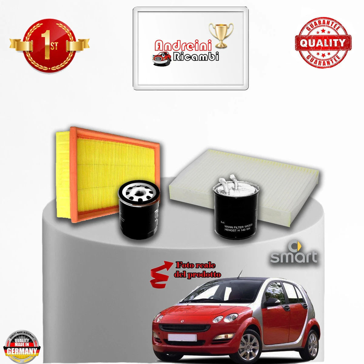 Kit Tagliando Smart ForFour (454) 1.3 70kW 2004-2006 – 3 Filtri + 5L Olio Mannol 10W-40