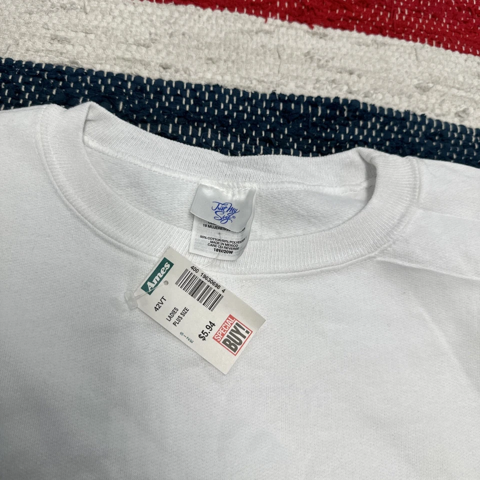 Sudadera blanca vintage Arts Uniq by Just My Style para mujer 18W/20W SPOT nueva con etiquetas Foto 2 de 4