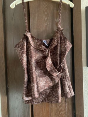 EUC GAP Flirty Satin Wrap Front Brown Tank Size 2X