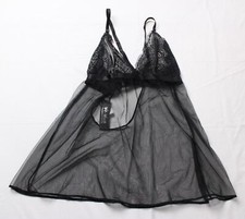 Wolf  Whistle Women's Lace Triangle Babydoll Slip EJ3 Black Size 12 NWT