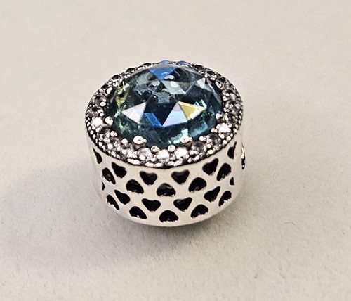 Authentic Pandora Jewelry Glacier Blue Radiant Hearts Charm New! Retired!