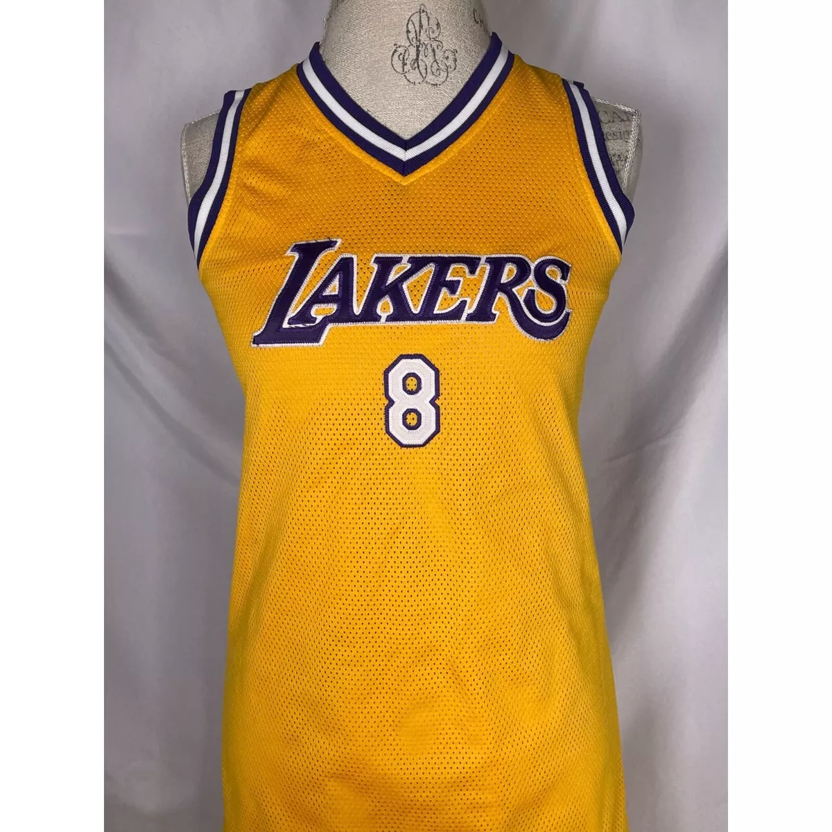 VTG Kobe Bryant #8 Los Angeles Lakers NBA Reebok Gold Jersey Dress  Women's SMALL