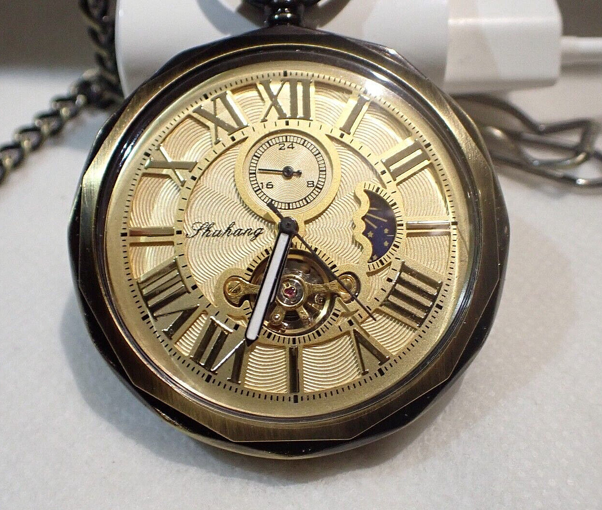 Montre gousset Shuhang automatique sans pile mécanique fiable contre les pannes d'heure