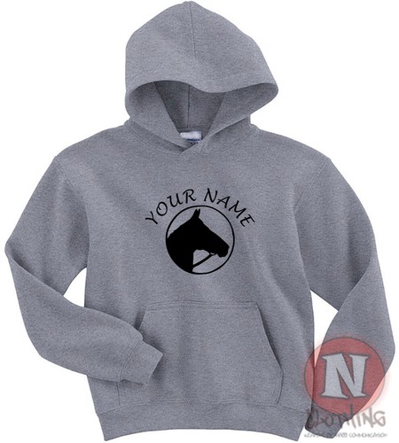 Personalised Horse Hoodie kids Hoody cool fun equestrian pony Horse activewear - Picture 6 of 13