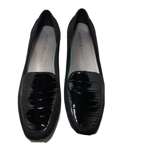 Karen Scott Ks Women's Platform Slip On Shoes Color Black Shiny Close Toe 8.5M - Picture 5 of 7