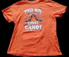 boys size XXL 18 orange HALLOWEEN TEE SHIRT TOP THIS KID LOVES CANDY cute GREAT