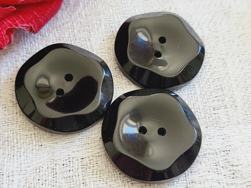 Lot De 6 Boutons Vintage Gris - Motif à Pied Strié, Diamètre 2,1 Cm, Référence 1406, Occasion
