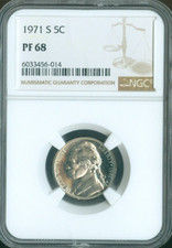 1971 S Jefferson Nickel NGC PF68 Quality