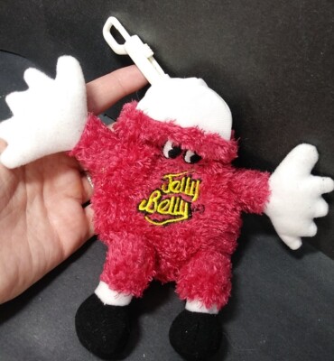 2016 Mr Jelly Belly Plush fuzzy shaggy red Bean bag Keychain Clip Bean Bag 7'' 