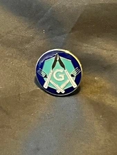 Silver Color Master Mason Lapel Tac Pin Square and Compass Knife Fork NEW!