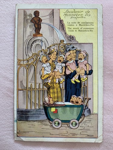 Vintage Souvenir De Manneken Pis Bruxelles No 31 Postkarte