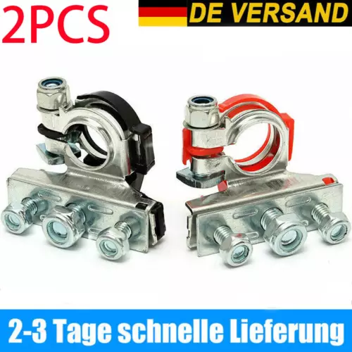 2 stück Batterie Polklemmen Set verzinkt Polklemme Autobatterie Klemmen DE - Bild 1 von 5