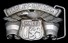 OG02107 *NOS* COOL 1980 **HARLEY-DAVIDSON** EAGLE LOGO CHROME/SOLID BRASS BUCKLE