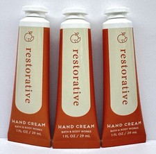      3 BATH  BODY WORKS RESTORATIVE HAND CREAM LOTION TRAVEL SIZE 1 OZ     