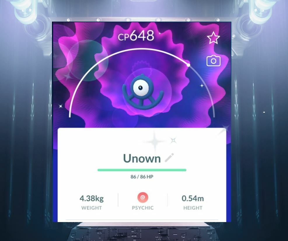 Unown F-Pokémon Go shiny